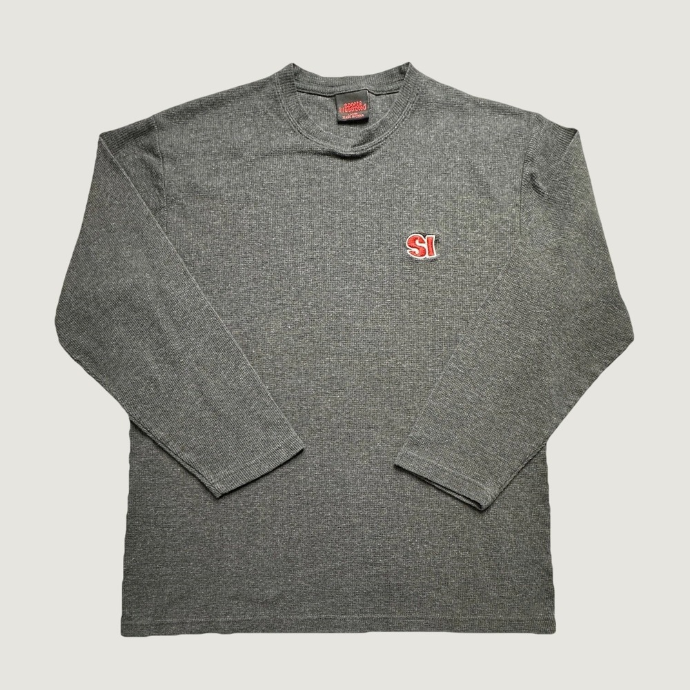 Sports Illustrated Shirt Mens Large Gray Thermal Waffle Knit Long Sleeve SI Logo